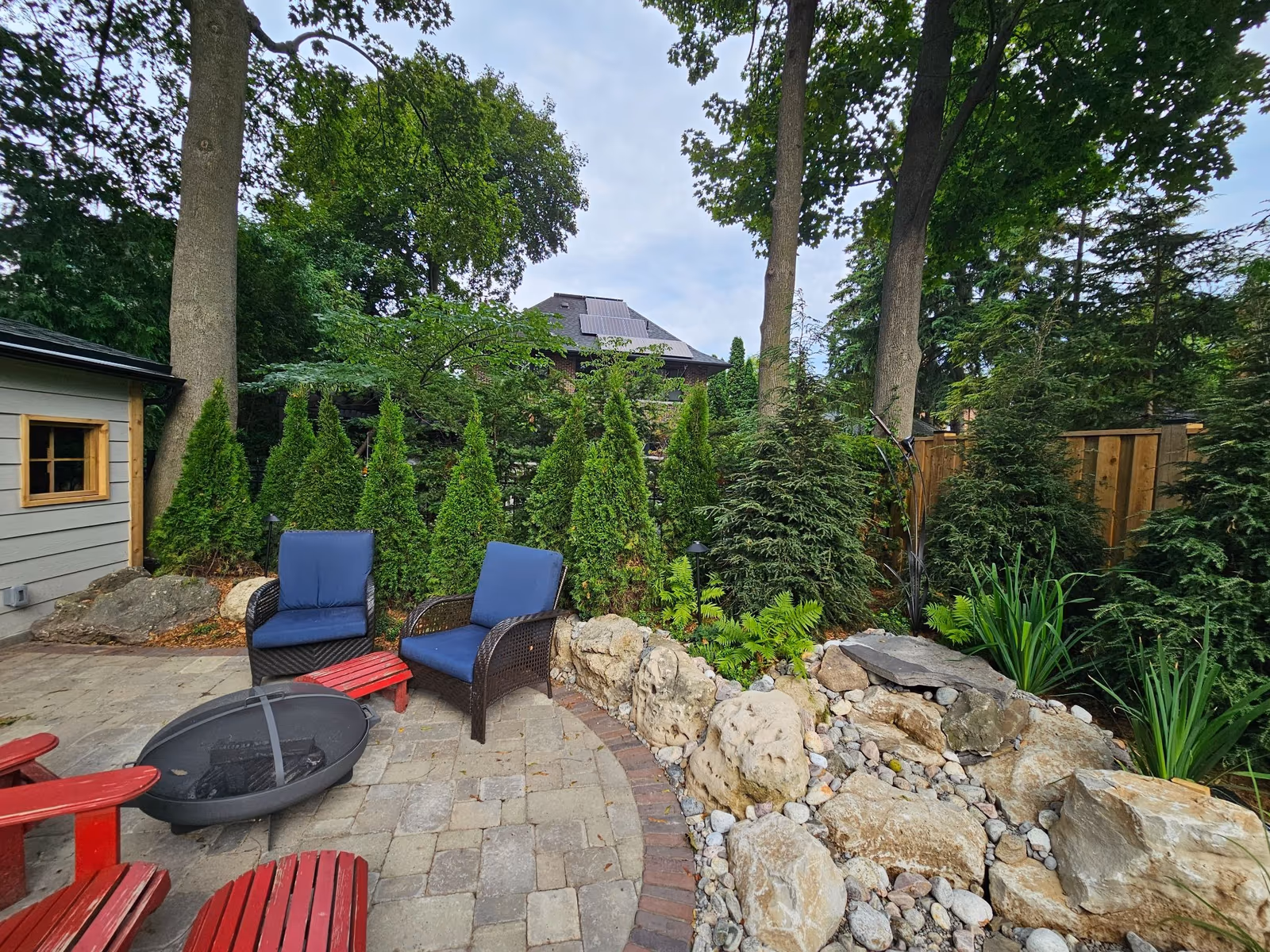 Backyard garden pond with water feature