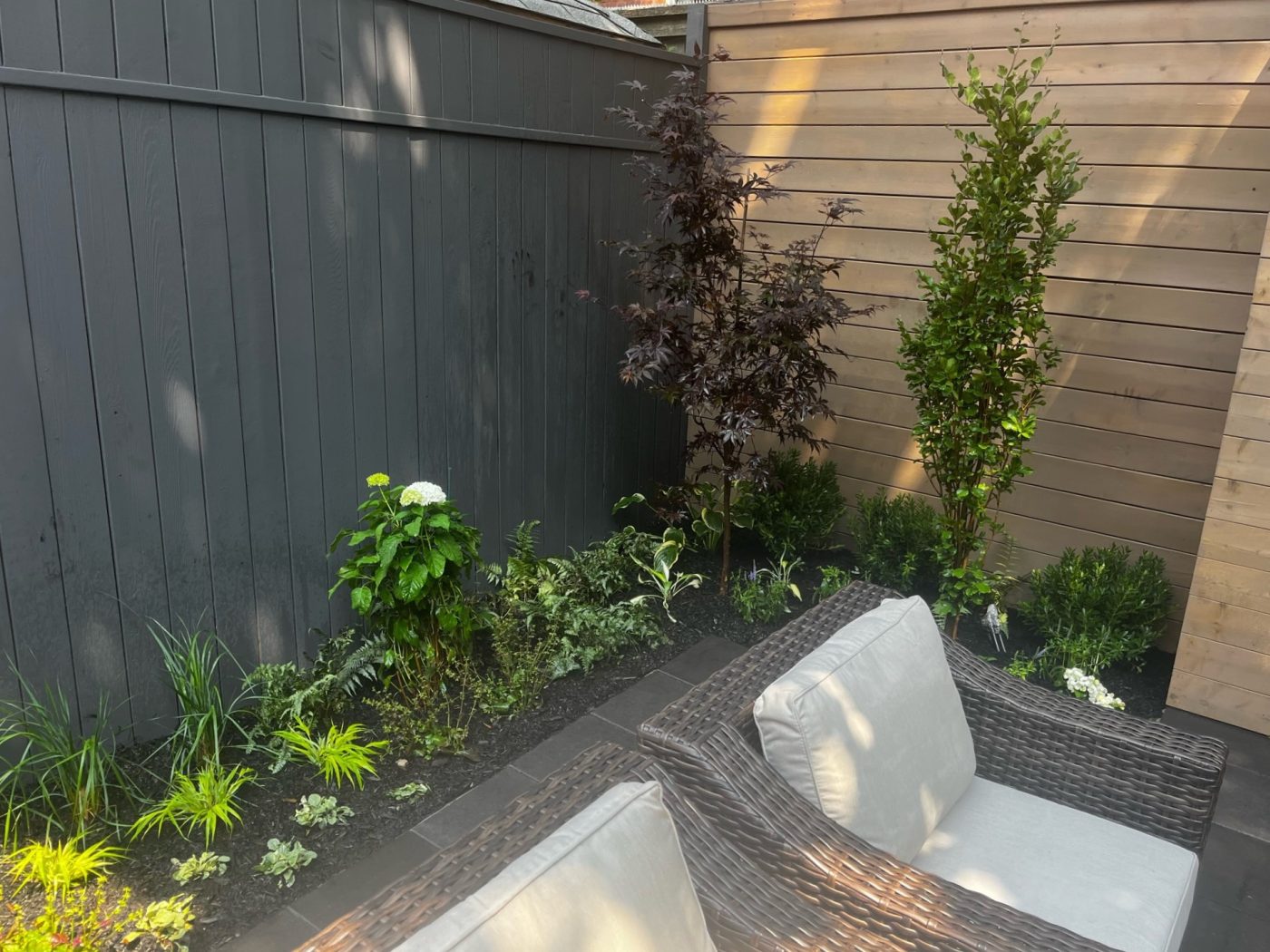 Garden Beds and Seating Area