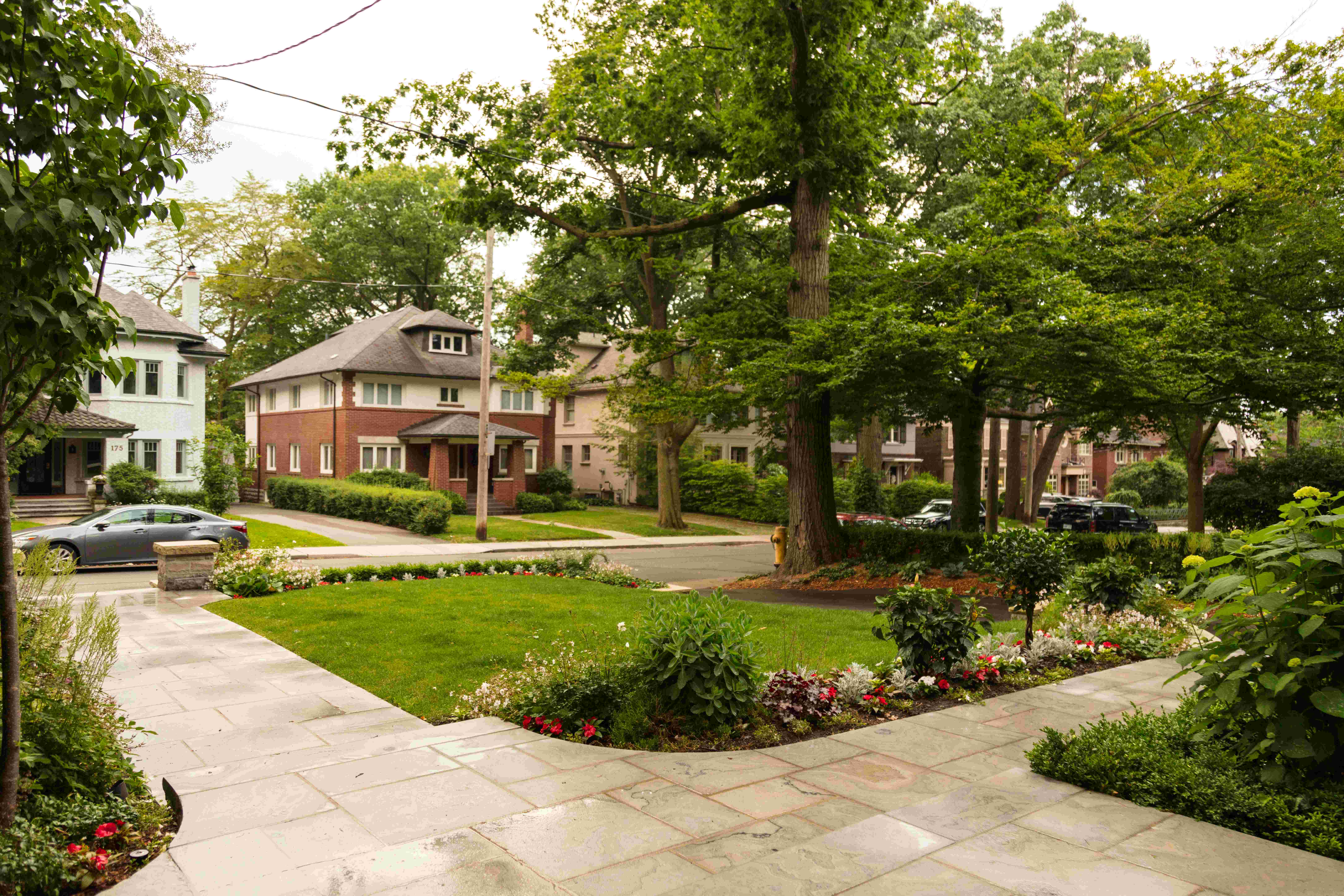 Corner Angle of property showcasing lawn space and garden beds