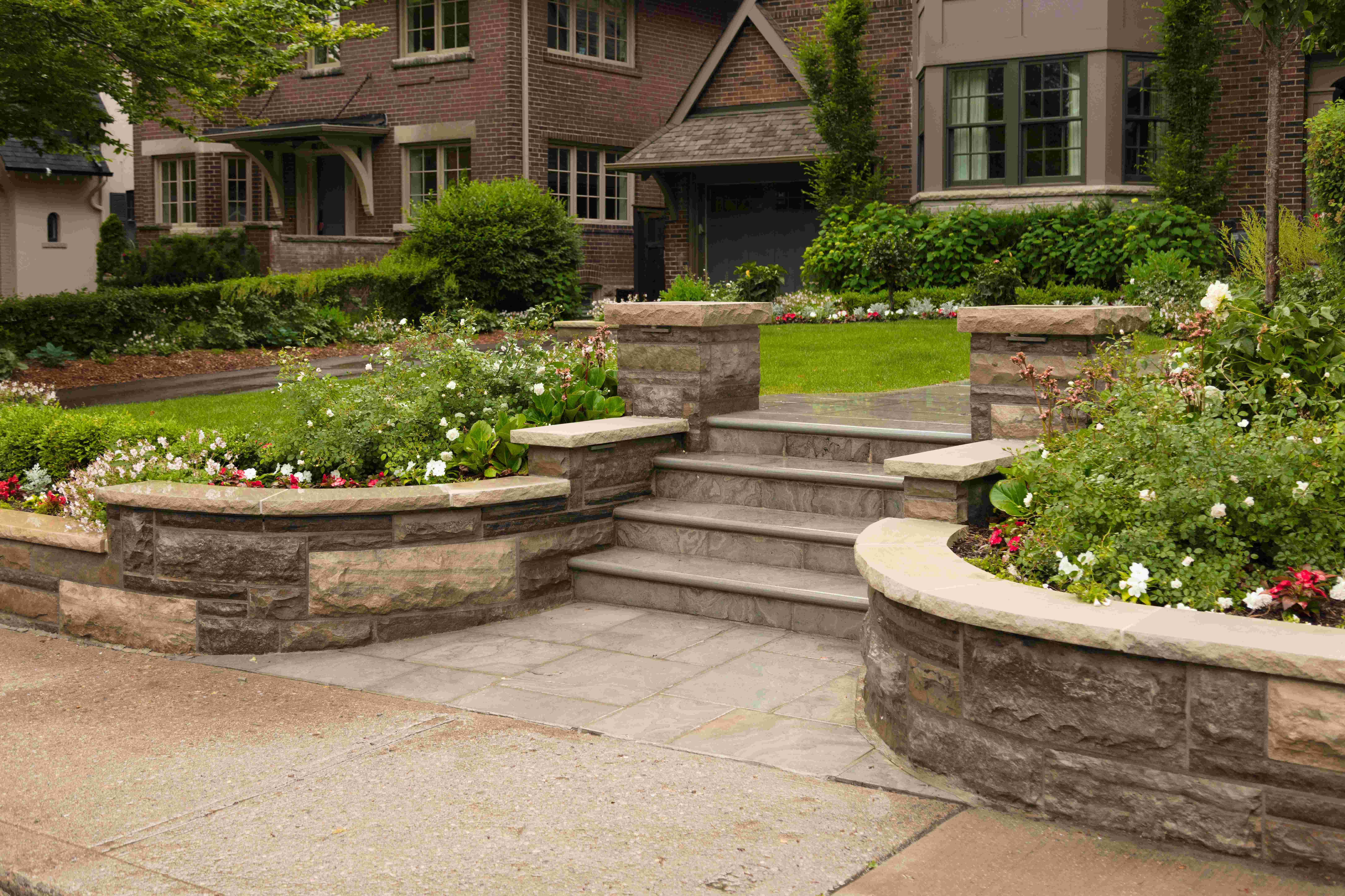 Side Angle view of stone staircase