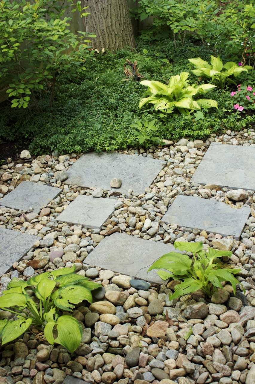 Stone Stepping Path built into pea gravel