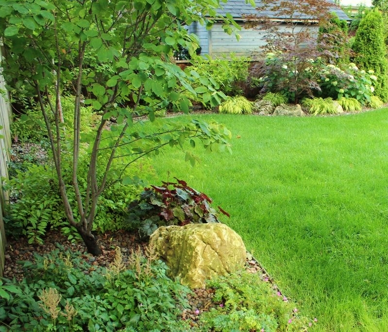 Gardens next to fresh lawn space
