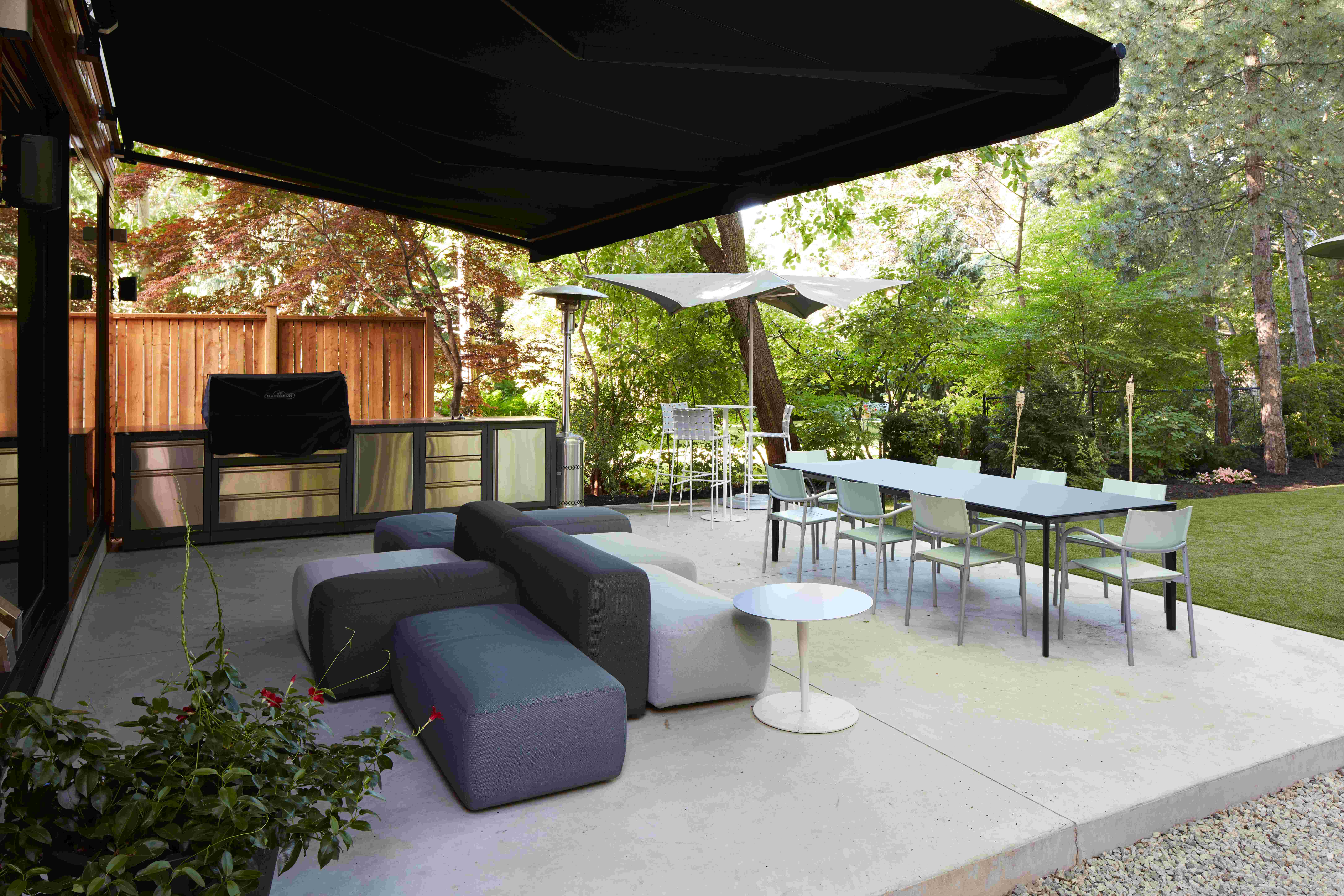 concrete pad with outdoor patio furniture