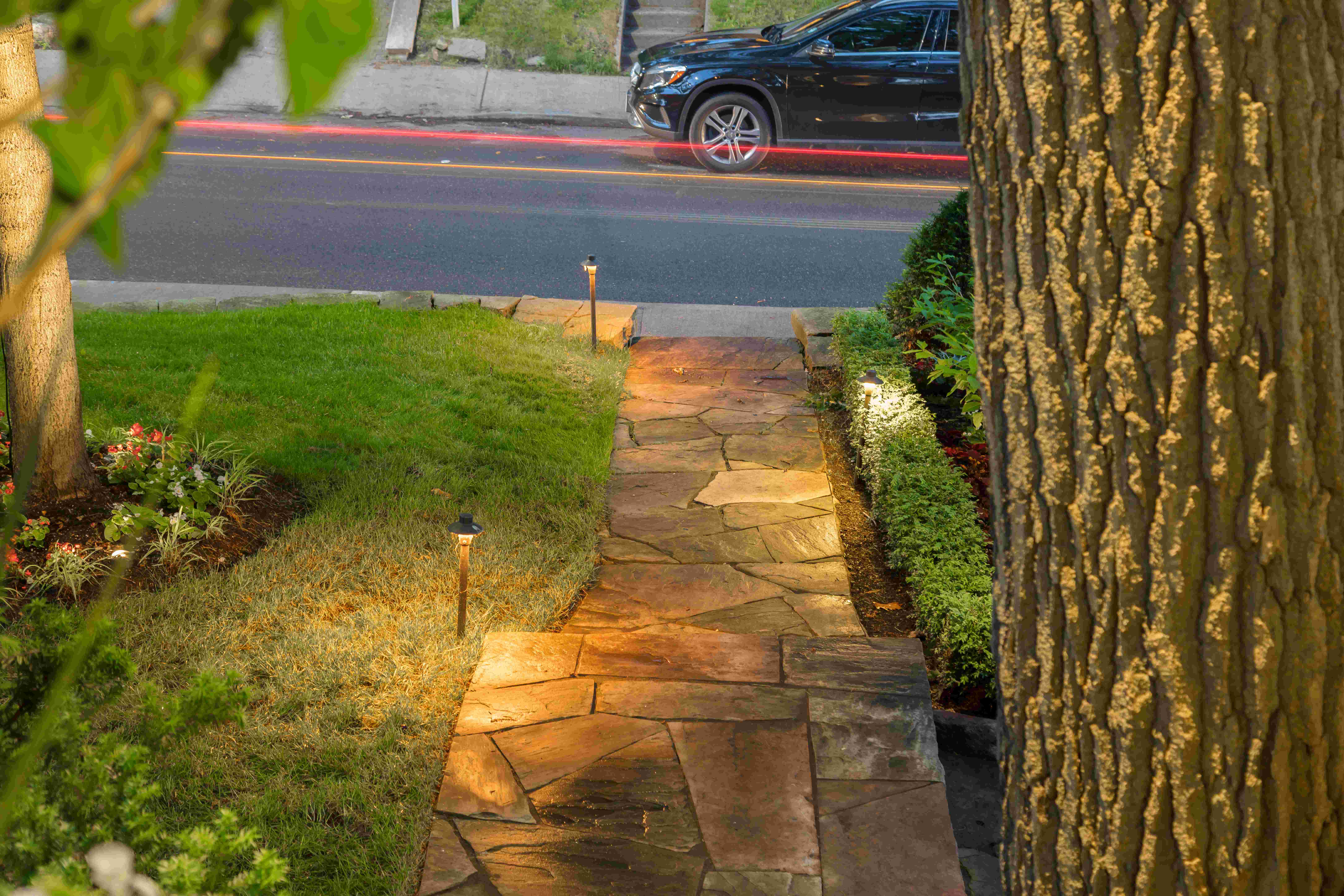 Well lit front walkway 