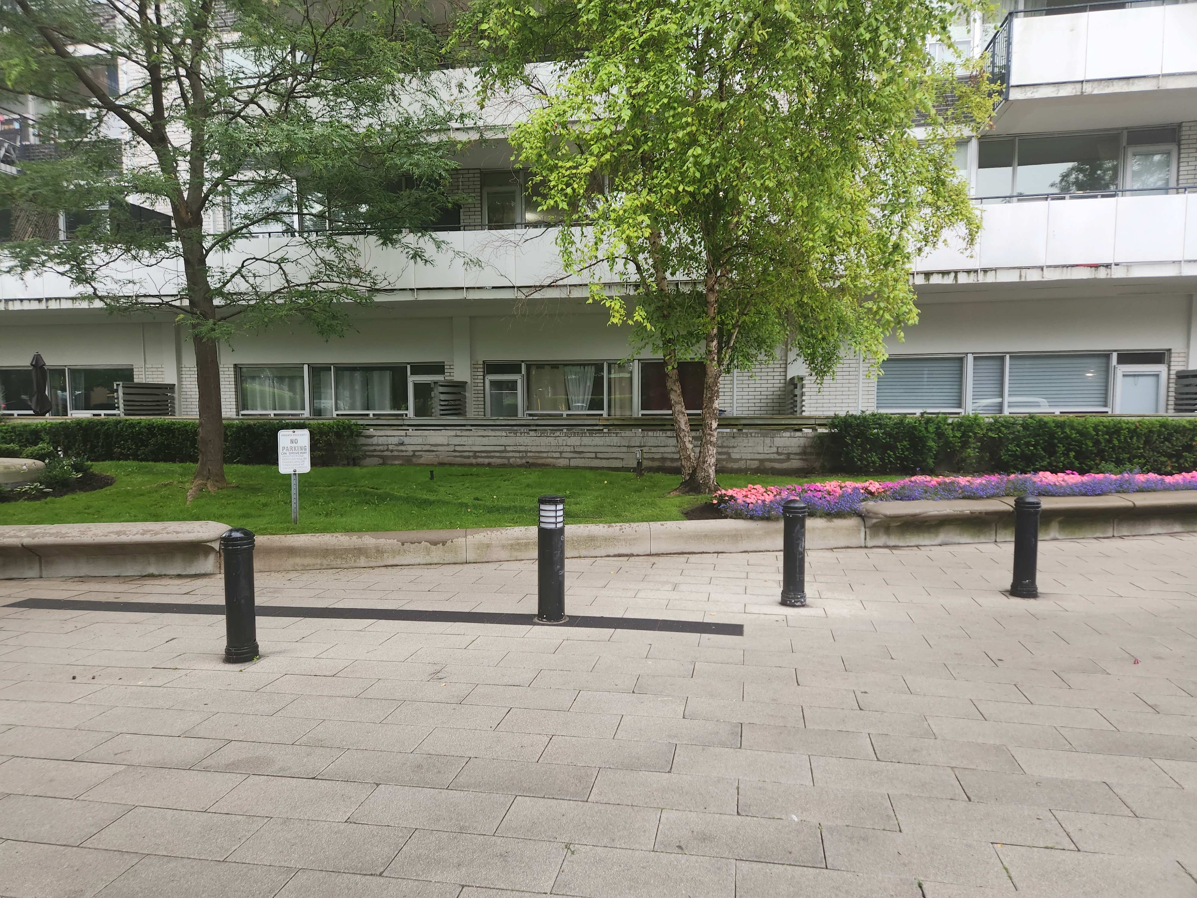 Stone pathway along the building